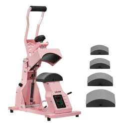 VEVOR Hat Heat Press Machine, with 4pcs Interchangeable Platens, Precise Temperature and Time Control, Hat Press for HTV Iron On and Sublimation Projects, for Caps, Headbands, Cuffs, Face Masks, Pink