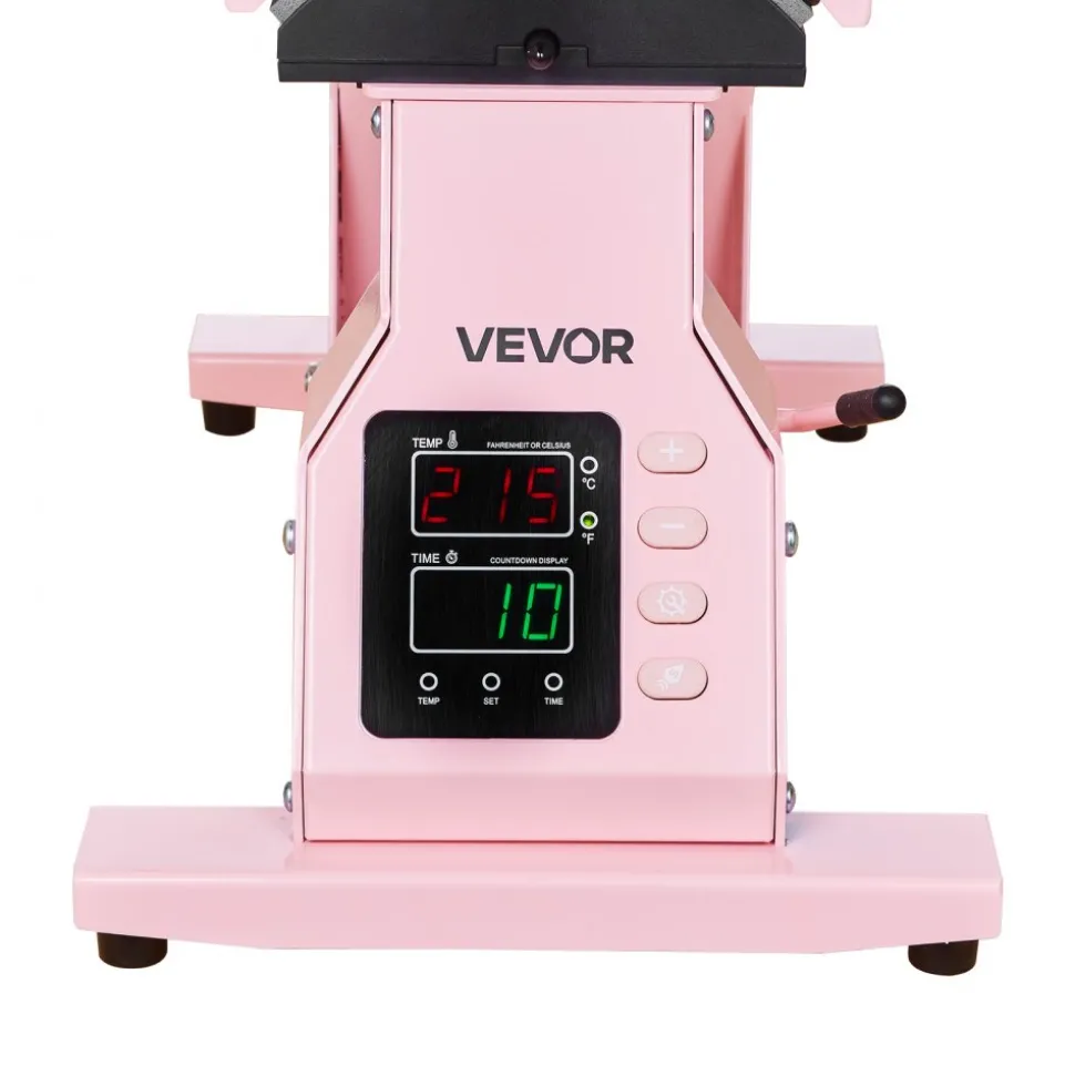 VEVOR Hat Heat Press Machine, with 4pcs Interchangeable Platens, Precise Temperature and Time Control, Hat Press for HTV Iron On and Sublimation Projects, for Caps, Headbands, Cuffs, Face Masks, Pink