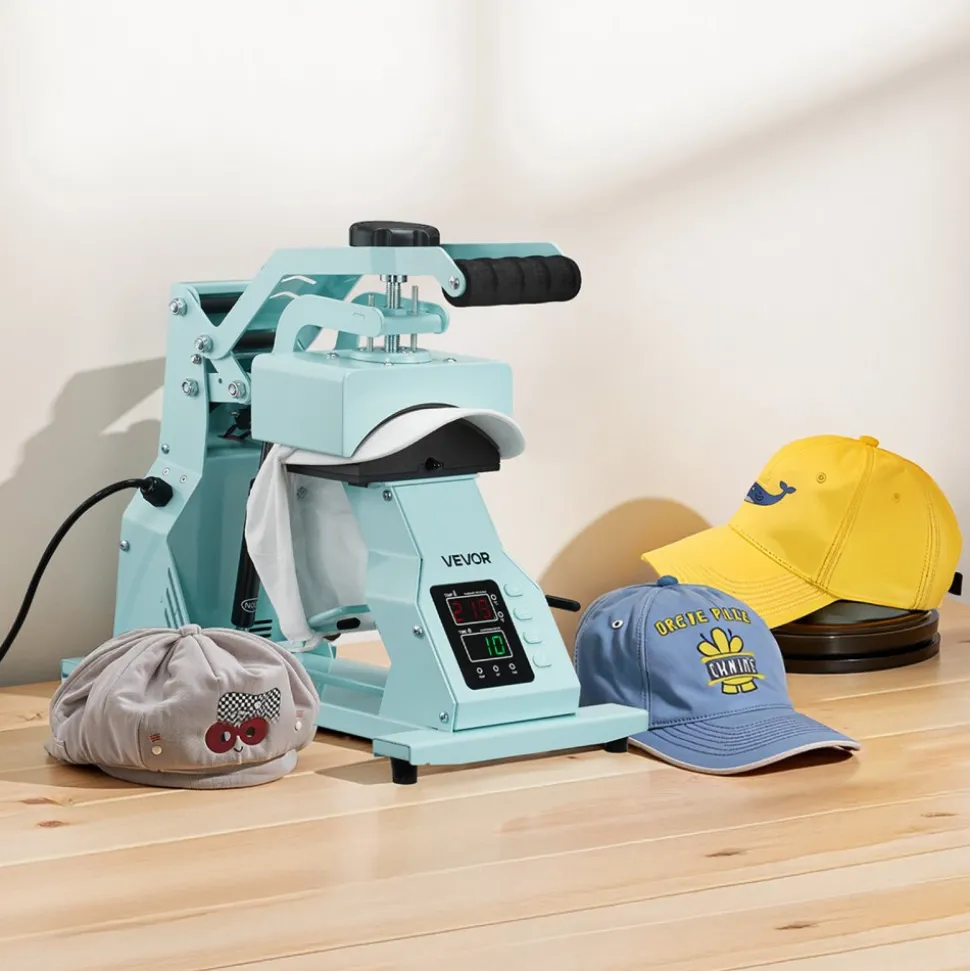 VEVOR Hat Heat Press Machine, with 2pcs Interchangeable Platens, Precise Temperature and Time Control, Hat Press for HTV Iron On and Sublimation Projects, for Caps, Headbands, Cuffs, Face Masks, Green