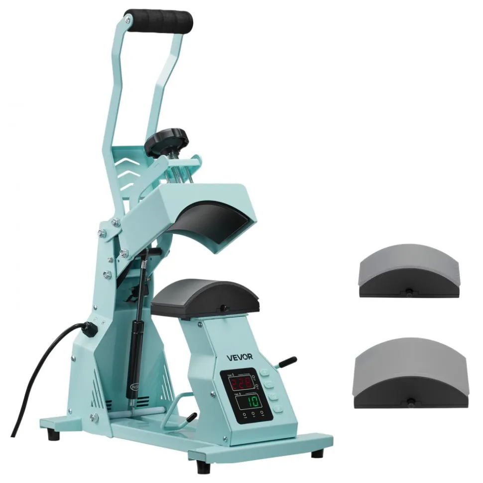 VEVOR Hat Heat Press Machine, with 2pcs Interchangeable Platens, Precise Temperature and Time Control, Hat Press for HTV Iron On and Sublimation Projects, for Caps, Headbands, Cuffs, Face Masks, Green
