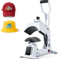 VEVOR Hat Heat Press Machine, 8.5 x 4 in Large Heating Plate, with Caps Stretcher, Precise Temperature & Time Control, Heat Press for Hats and Caps, for HTV Iron On and Sublimation Projects, White