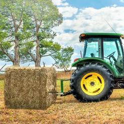 VEVOR Hay Spear 39" Bale Spear 3600 lbs Capacity, Bale Spike Quick Attach Square Hay Bale Spears 1 3/4", Black Coated Bale Forks, Bale Hay Spike with Hex Nut and Sleeve for Buckets Tractors Loaders