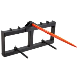 VEVOR 49" Hay Spear, Bale Spears 1600lbs Loading Capacity, Skid Steer Loader Tractor Attachment with 2pcs 17.5" Stabilizer Spears, Quick Attach Spike Forks