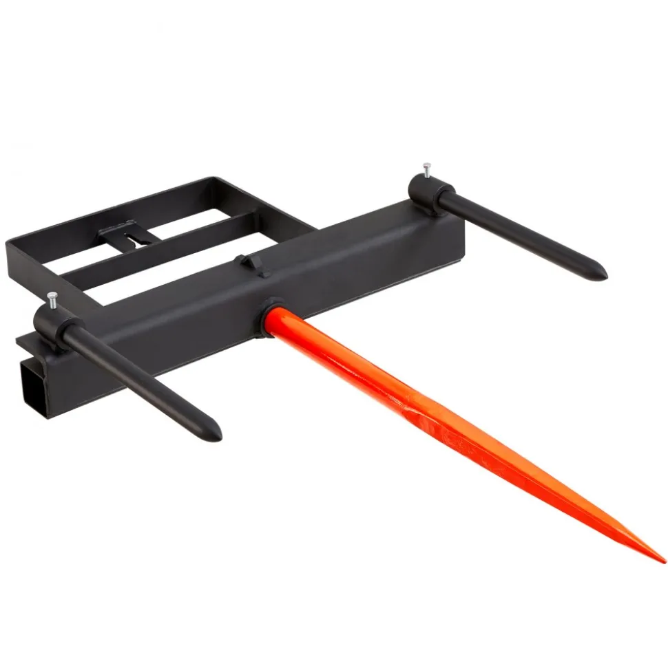 VEVOR 39" Hay Spear, Bale Spears 1600lbs Loading Capacity, Skid Steer Loader Tractor Bucket Attachment with 2pcs 17.5" Stabilizer Spears and 60" Chain, Quick Attach Spike Forks