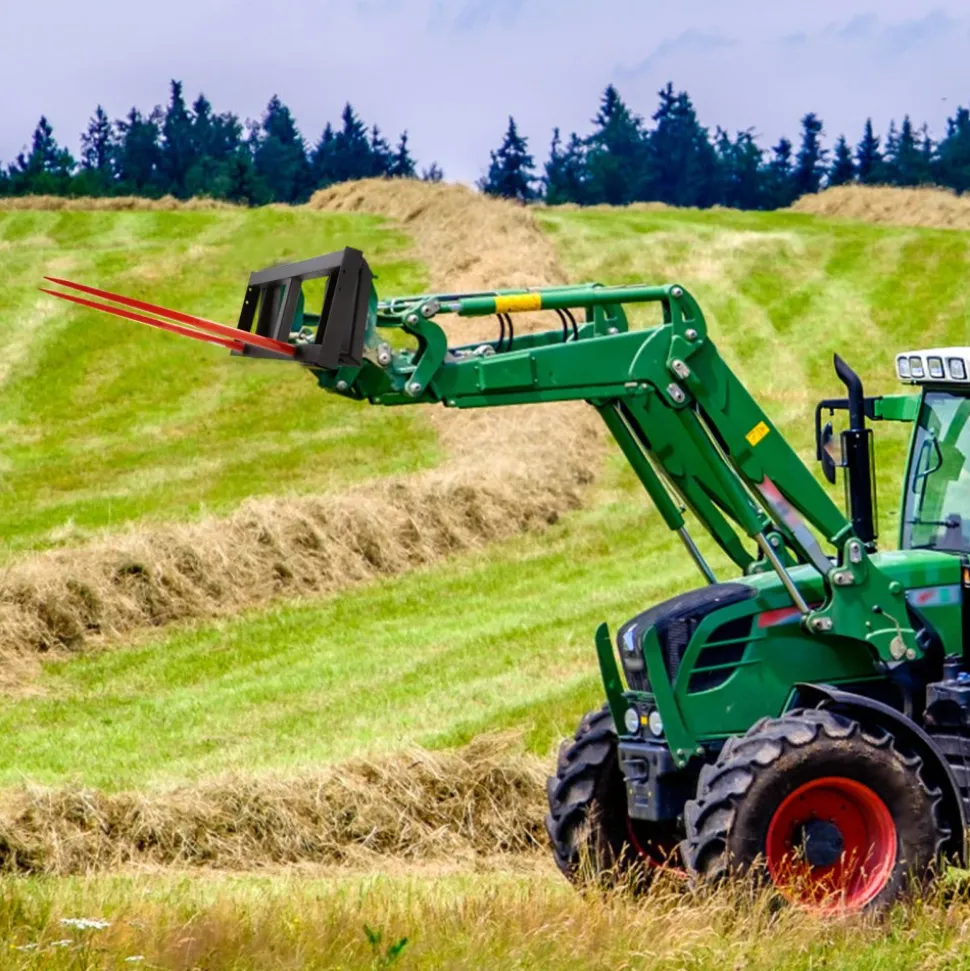 VEVOR 49" Hay Spear, Bale Spears 3000lbs Loading Capacity, Skid Steer Loader Tractor Attachment 2pcs Spears, Quick Attach Spike Forks