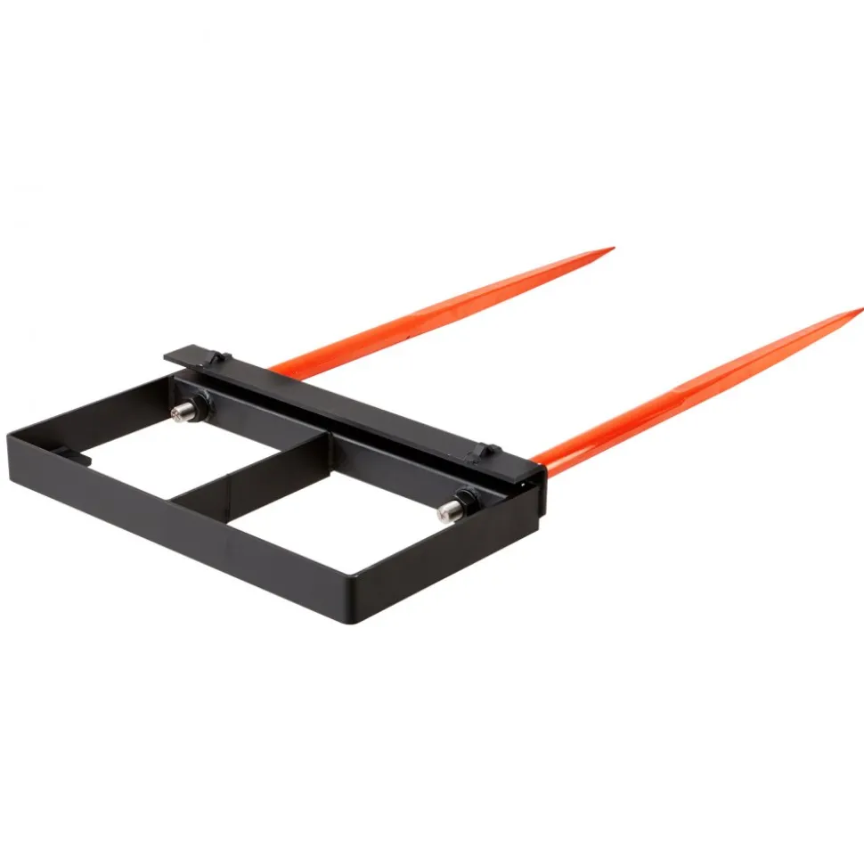 VEVOR 49" Hay Spear, Bale Spears 3000lbs Loading Capacity, Skid Steer Loader Tractor Bucket Attachment with 2pcs 17.5" Stabilizer Spears and 60" Chain, Quick Attach Spike Forks