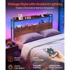 VEVOR Headboard for Full Size Bed, with 2 Storage Shelves, LED Light, 3 Outlets, and 3 USB Ports, Sturdy and Stable Carbon Steel Frame Head Board with Charging Station, Adjustable Height, Black