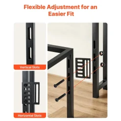 VEVOR Headboard for Queen Size Bed, with 2 Storage Shelves, LED Light, 3 Outlets, and 3 USB Ports, Sturdy and Stable Carbon Steel Frame Head Board with Charging Station, Adjustable Height, Black