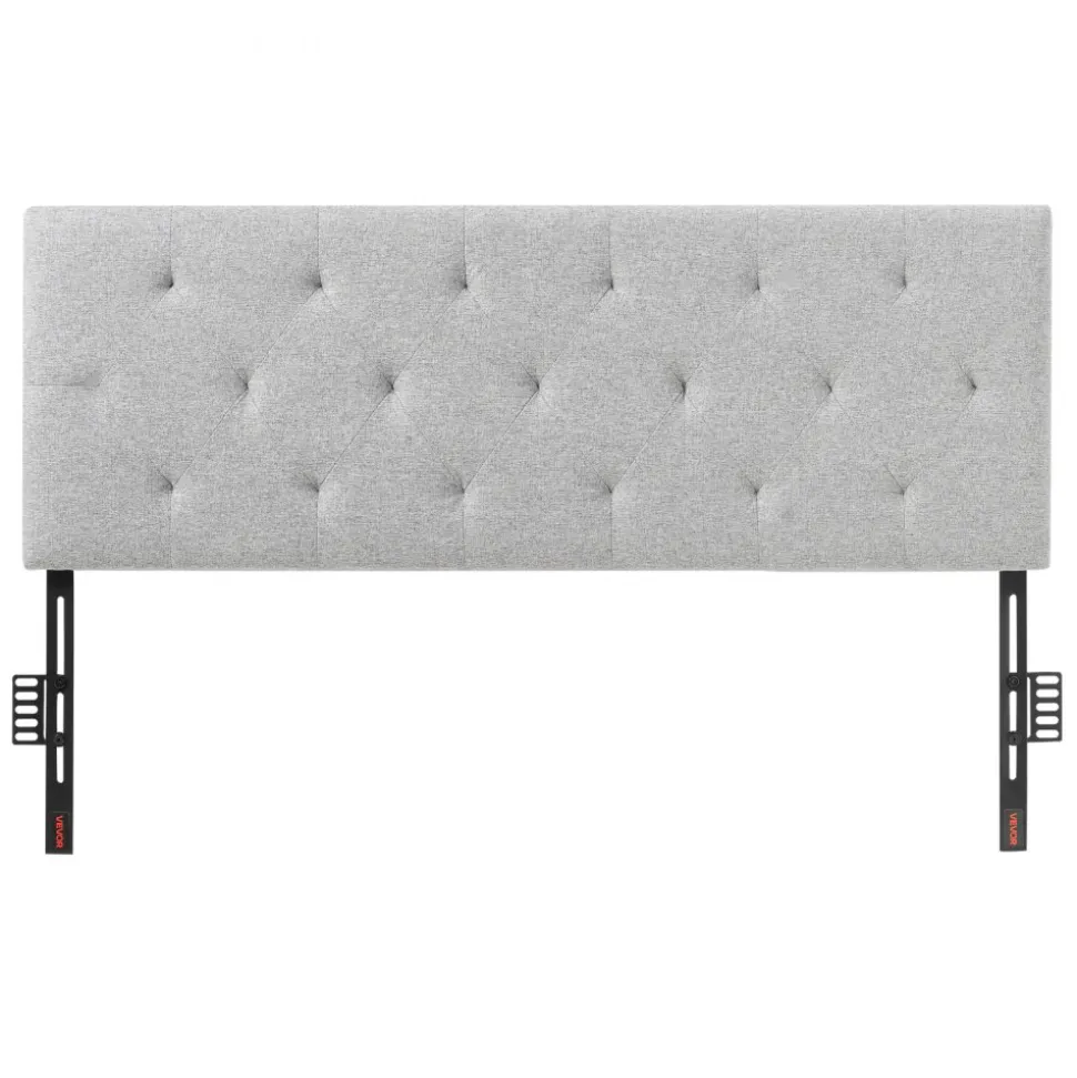 VEVOR Headboard, Full Size Headboard with Adjustable Height, Comfortable Diamond Tufted for Full Size Bed, W 56.3 x H(35.6-47.4)inches, Ideal for Bedroom, Hotel, Homestay, Dormitory, Light Grey