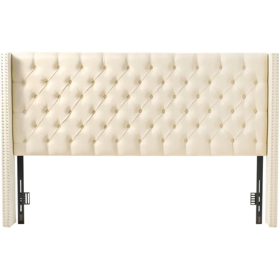 VEVOR Headboard, King Size Headboard with Adjustable Height, Comfortable Diamond Tufted for King Size Bed, W84.1 x H (54.33-60.24) x D 8.27 in, Ideal for Bedroom, Hotel, Homestay, Dormitory, Cream