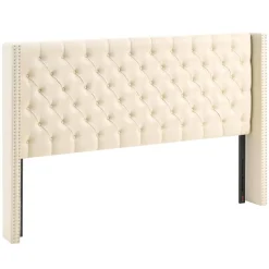 VEVOR Headboard, King Size Headboard with Adjustable Height, Comfortable Diamond Tufted for King Size Bed, W84.1 x H (54.33-60.24) x D 8.27 in, Ideal for Bedroom, Hotel, Homestay, Dormitory, Cream