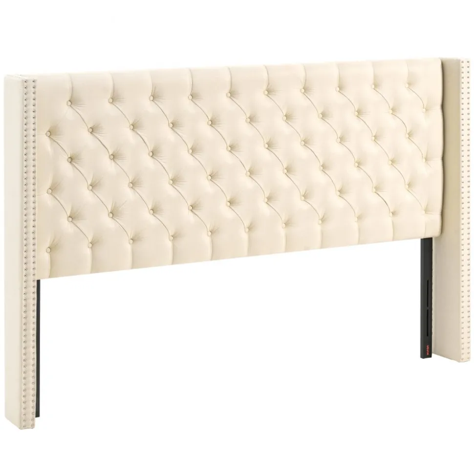 VEVOR Headboard, King Size Headboard with Adjustable Height, Comfortable Diamond Tufted for King Size Bed, W84.1 x H (54.33-60.24) x D 8.27 in, Ideal for Bedroom, Hotel, Homestay, Dormitory, Cream