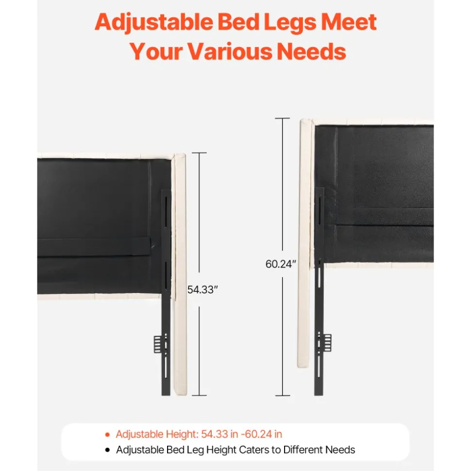 VEVOR Headboard, King Size Headboard with Adjustable Height, Comfortable Diamond Tufted for King Size Bed, W84.1 x H (54.33-60.24) x D 8.27 in, Ideal for Bedroom, Hotel, Homestay, Dormitory, Cream