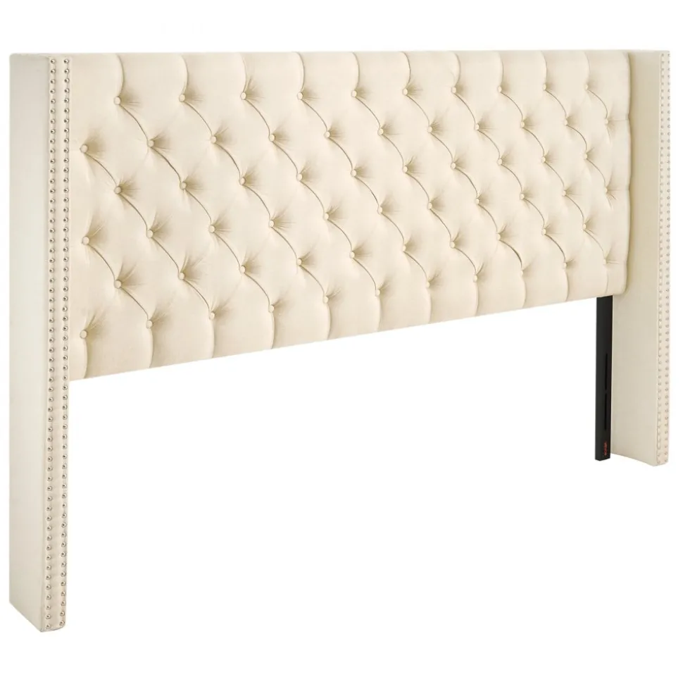 VEVOR Headboard, King Size Headboard with Adjustable Height, Comfortable Diamond Tufted for King Size Bed, W84.1 x H (54.33-60.24) x D 8.27 in, Ideal for Bedroom, Hotel, Homestay, Dormitory, Cream