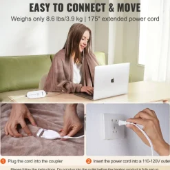 VEVOR Heated Blanket Electric Throw, 100