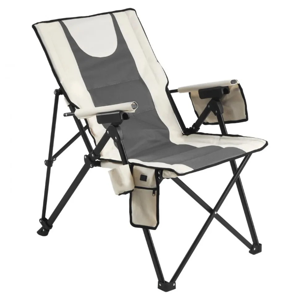 VEVOR Heated Camping Chair, 3 Heat Settings, High Back Folding Camping Chair, Supports 260lbs, Full Padded Beach Chairs with Armrest & Cupholder, Portable Lawn Chairs for Outdoor Sports Travel