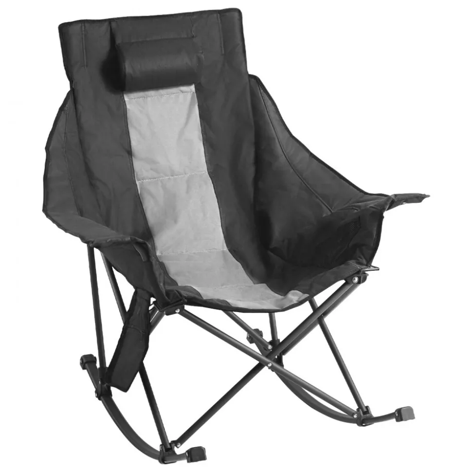 VEVOR Heated Camping Chair, 3 Heating Settings, Large-Sized Padded Folding Rocker, Heavy Duty Outdoor Lawn Chairs with Pocket & Cupholder, Support 225lbs, Portable Heated Chair for Sports Winter Use