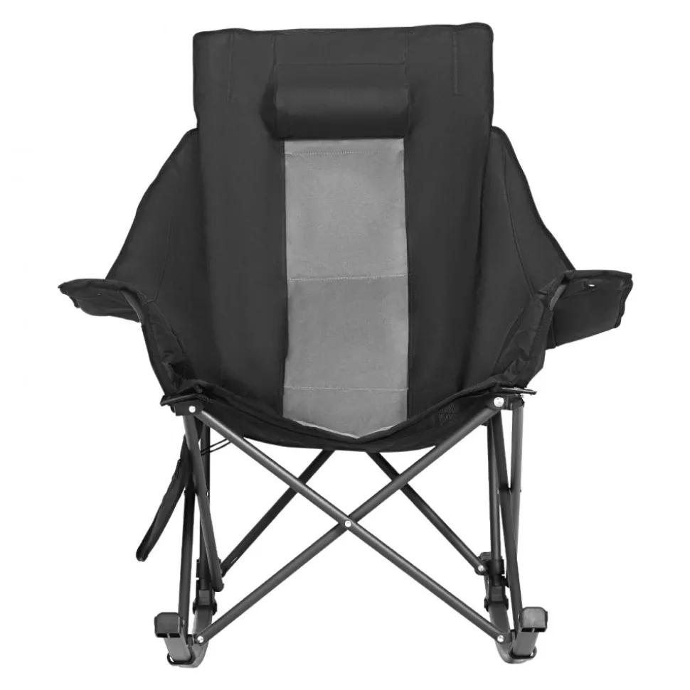VEVOR Heated Camping Chair, 3 Heating Settings, Large-Sized Padded Folding Rocker, Heavy Duty Outdoor Lawn Chairs with Pocket & Cupholder, Support 225lbs, Portable Heated Chair for Sports Winter Use
