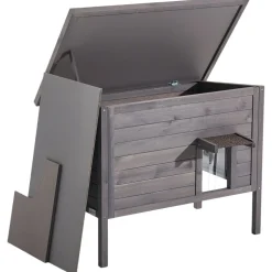 VEVOR Heated Cat House, Insulated Wooden Cat House for Outdoor Cats, Waterproof Feral Kitty Shelter with Heating Pad, PVC Flap Door & Openable Asphalt Roof for 1-3 Cats in Winter, 34 x 21 x 27 in