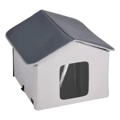 VEVOR Heated Cat House, Outdoor Kitty Shelter with Timer, 600D Oxford Cloth Foldable Cat Shelter with Heated Pad  for Winter to Stay Warm and Cozy, Gray (Middle)