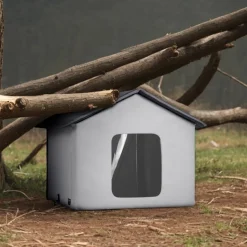 VEVOR Heated Cat House, Outdoor Kitty Shelter with Timer, 600D Oxford Cloth Foldable Cat Shelter with Heated Pad  for Winter to Stay Warm and Cozy, Gray (Middle)