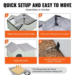 VEVOR Heated Cat House, Outdoor Kitty Shelter with Adjustable Temperature and Timer, 600D Oxford Cloth Foldable Cat Shelter with Heated Pad for Winter to Stay Warm and Cozy, Green (Large)