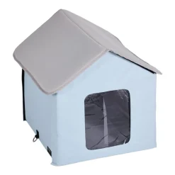 VEVOR Heated Cat House, Outdoor Kitty Shelter with Timer, 600D Oxford Cloth Foldable Cat Shelter with Heated Pad for Winter to Stay Warm and Cozy, Blue (Small)