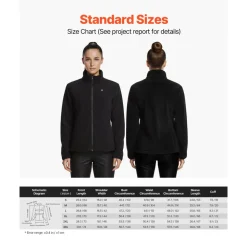 VEVOR Heated Fleece Jacket for Women, Heated Sweatshirt with 7.4V 16000mAh Rechargeable Power Bank Pack, 6 Heating Zones, 3 Temp Levels, 3h/6h/10h Warmth, for Winter Outdoor Camping, Black, XXL Size