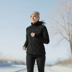 VEVOR Heated Fleece Jacket for Women, Heated Sweatshirt with 7.4V 16000mAh Rechargeable Power Bank Pack, 6 Heating Zones, 3 Temp Levels, 3h/6h/10h Warmth, for Winter Outdoor Camping, Black, XL Size
