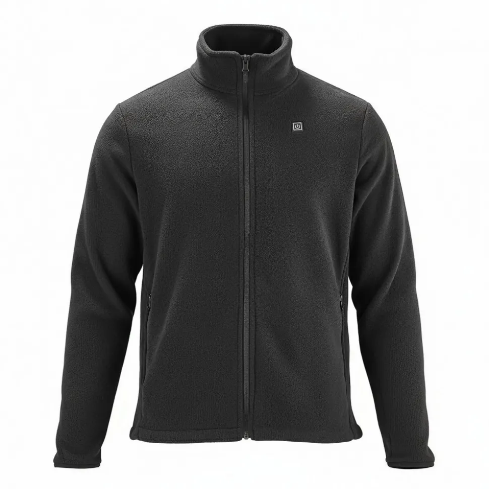 VEVOR Heated Fleece Jacket for Men, Heated Sweatshirt with 7.4V 16000mAh Rechargeable Power Bank Pack, 6 Heating Zones, 3 Temp Levels, 3h/6h/10h Warmth, for Winter Outdoor Camping, Black, XXL Size