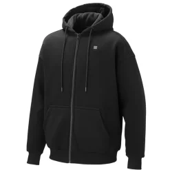 VEVOR Heated Jacket Hoodie for Men Women, Heated Sweatshirt Unisex Full-Zip with 7.4V 16000mAh Power Bank Pack, 5 Heating Zones, 3 Temp Levels, 4-8H Warmth, for Winter Outdoor Camping, Black, XXL Size