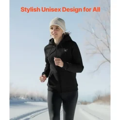 VEVOR Heated Jacket Hoodie for Men Women, Heated Sweatshirt Unisex Full-Zip with 7.4V 16000mAh Power Bank Pack, 5 Heating Zones, 3 Temp Levels, 4-8H Warmth, for Winter Outdoor Camping, Black, XXL Size