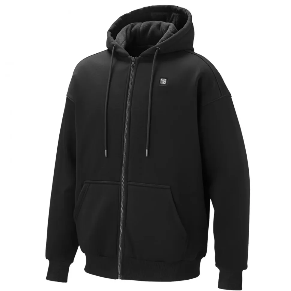 VEVOR Heated Jacket Hoodie for Men Women, Heated Sweatshirt Unisex Full-Zip with 7.4V 16000mAh Power Bank Pack, 5 Heating Zones, 3 Temp Levels, 4-8H Warmth, for Winter Outdoor Camping, Black, XL Size