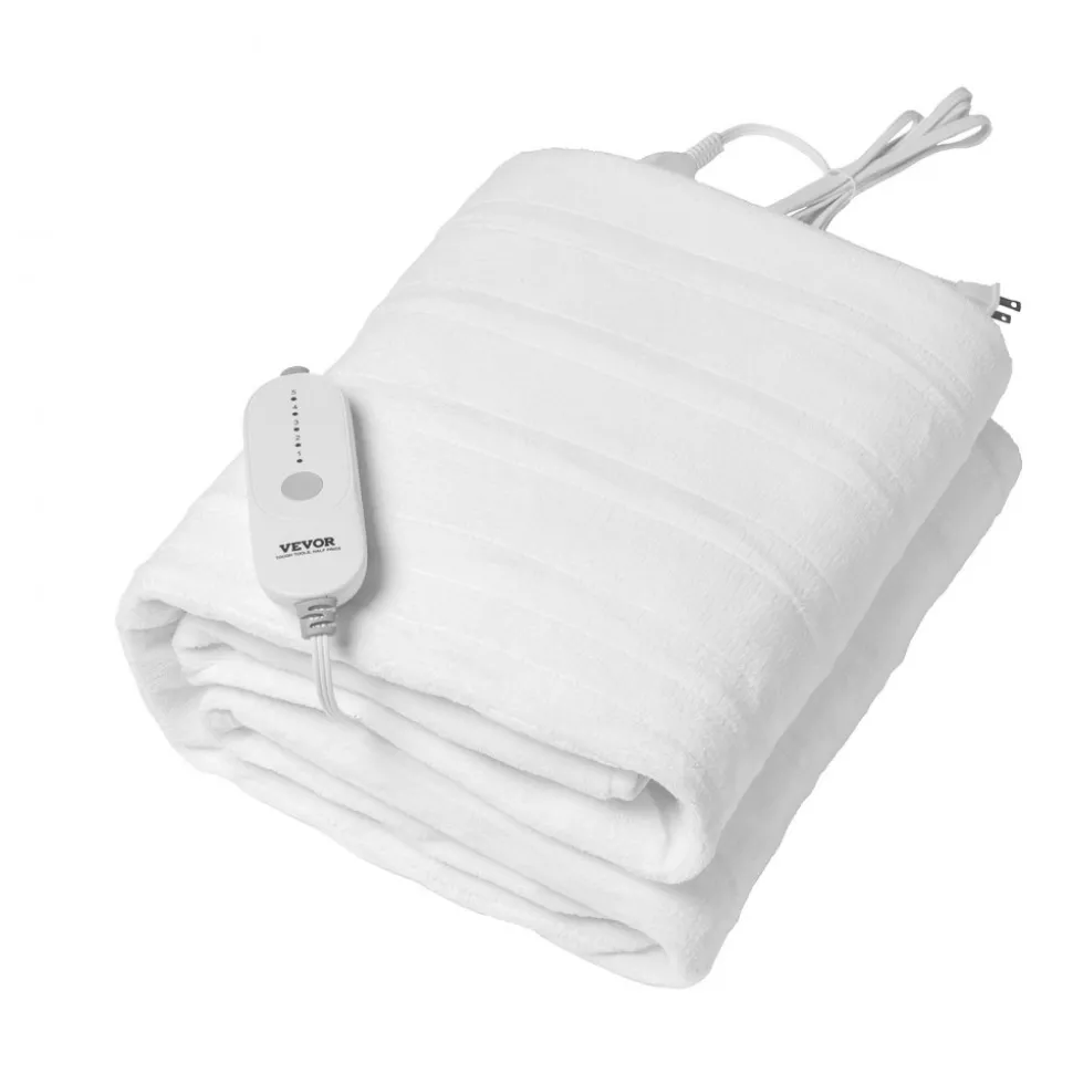 VEVOR Heated Mattress Pad, 78 x 80 in, King Electric Bed Warmer with 1-5 Heat Settings Control, 10-Hour Auto Shut Off, Machine-Wash Breathable Coral Fleece Heating Electric Mattress Sheets, White