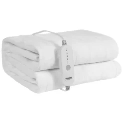 VEVOR Heated Mattress Pad, 78 x 80 in, King Electric Bed Warmer with 1-5 Heat Settings Control, 10-Hour Auto Shut Off, Machine-Wash Breathable Coral Fleece Heating Electric Mattress Sheets, White