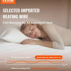 VEVOR Heated Mattress Pad, 60 x 80 in, Queen Electric Bed Warmer with 1-5 Heat Settings Control, 10-Hour Auto Shut Off, Machine-Wash Breathable Coral Fleece Heating Electric Mattress Sheets, White