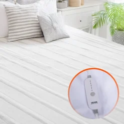 VEVOR Heated Mattress Pad, 60 x 80 in, Queen Electric Bed Warmer with 1-5 Heat Settings Control, 10-Hour Auto Shut Off, Machine-Wash Breathable Coral Fleece Heating Electric Mattress Sheets, White