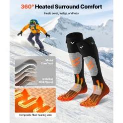 VEVOR Heated Socks, Small Size, 5000mAh Battery Rechargeable Heating Socks with 4 Heating Levels, Electric Heated Sock with APP Control for Men Women, Foot Warmer for Hunting Riding Camping Hiking