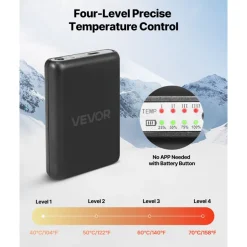 VEVOR Heated Socks, X-Large Size, 5000mAh Battery Rechargeable Heating Socks with 4 Heating Levels, Electric Heated Sock with APP Control for Men Women, Foot Warmer for Hunting Riding Camping Hiking