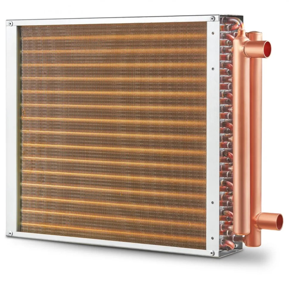 VEVOR Heat Exchanger Water to Air, 16"x 16" with 3-Row 3/8" Copper Ports, 193 Aluminum Fins Heat Exchanger for Outdoor Wood Furnaces, Residential Heating and Cooling, and Forced Air Heating