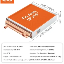 VEVOR Heat Exchanger Water to Air, 16
