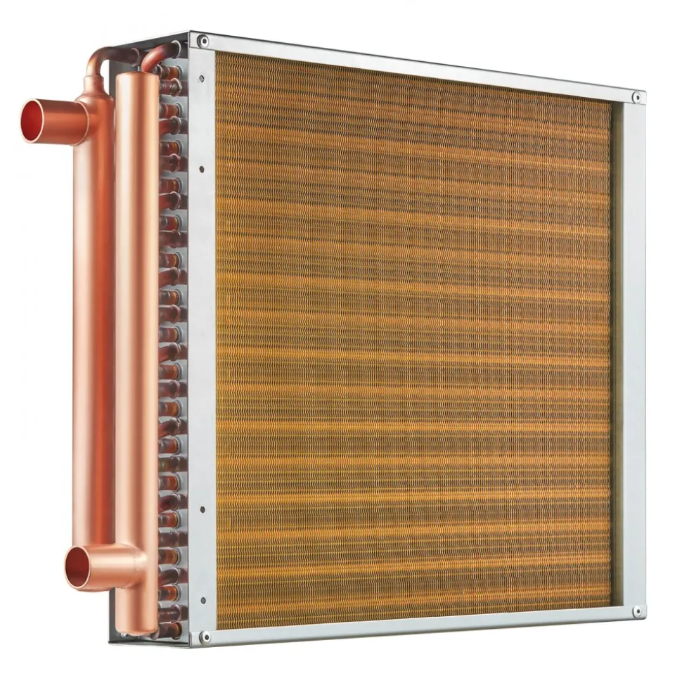 VEVOR Heat Exchanger Water to Air, 16"x 16" with 3-Row 3/8" Copper Ports, 193 Aluminum Fins Heat Exchanger for Outdoor Wood Furnaces, Residential Heating and Cooling, and Forced Air Heating