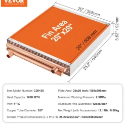 VEVOR Heat Exchanger Water to Air, 20