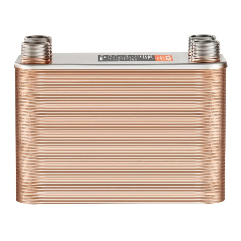 VEVOR Heat Exchanger, 5"x 12" 80 Plates Brazed Plate Heat Exchanger, Copper/316L Stainless Steel Water To Water Heat Exchanger For Floor Heating, Water Heating, Snow Melting, Beer Cooling