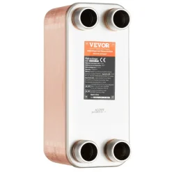 VEVOR Heat Exchanger, 5"x 12" 50 Plates Brazed Plate Heat Exchanger, Copper/316L Stainless Steel Water To Water Heat Exchanger For Floor Heating, Water Heating, Snow Melting, Beer Cooling