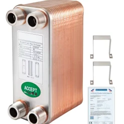VEVOR Heat Exchanger 3"x7.5" 40 Plates Brazed Plate Heat Exchanger 316L 3/4" MPT Heat Exchanger B3-12A Beer Wort Chiller for Hydronic Heating
