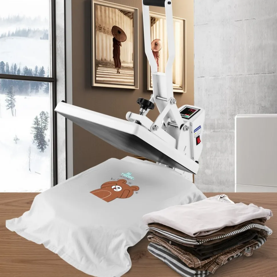 VEVOR Heat Press, Heat Press Machine for T-Shirt, Fast Heating, High Pressure Heat Press 15x15, Power Digital Industrial Sublimation Printer for Heat Transfer Vinyl, Easy to Use, White
