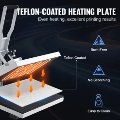 VEVOR Heat Press, Heat Press Machine for T-Shirt, Fast Heating, High Pressure Heat Press 15x15, Power Digital Industrial Sublimation Printer for Heat Transfer Vinyl, Easy to Use, White