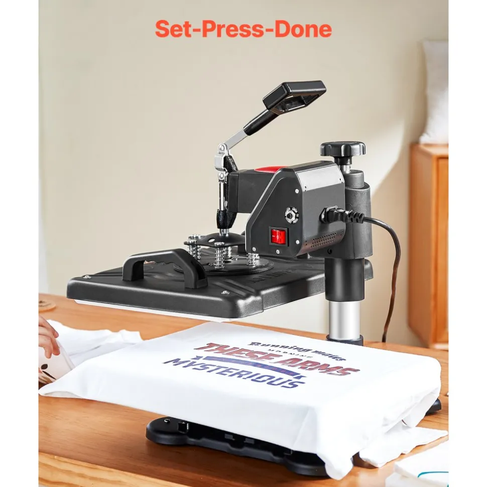 VEVOR Heat Press, 5 in 1 Heat Press 12x15 Machine Machine, Digital Precise Temperature Control, Clamshell Sublimation Transfer Printer Fast Heat-up, Vinyl Heat Press for Mug Cup T-Shirt Plate, 900W