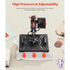 VEVOR Heat Press, 5 in 1 Heat Press 12x15 Machine Machine, Digital Precise Temperature Control, Clamshell Sublimation Transfer Printer Fast Heat-up, Vinyl Heat Press for Mug Cup T-Shirt Plate, 900W